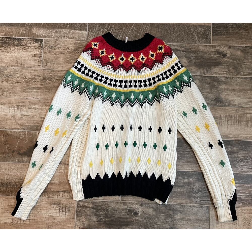 $1,995 Moncler Girocollo Tricot Christmas Heavy Knit Wool Crewneck Sweater 2XL